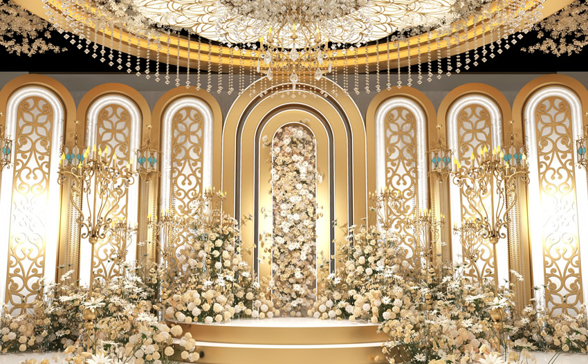沙雅香槟色调婚礼堂效果展示